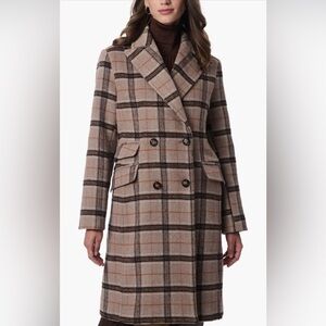 Plaid Double-Breasted Women's Coat